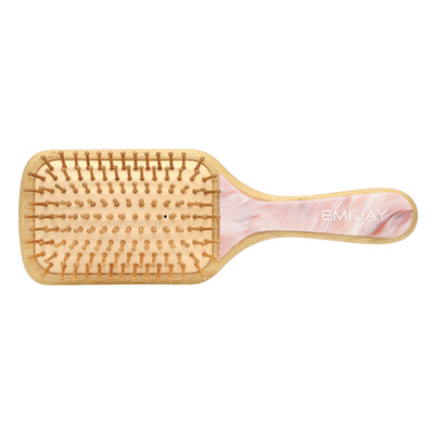 Bamboo Paddle Brush in Pink Chantilly bristle view