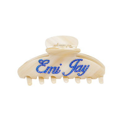 Custom Big Effing Clip in Buttercream with Emi Jay in Blue Stones