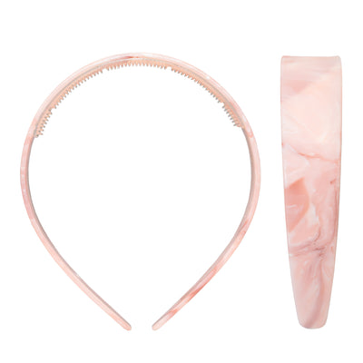 Wide Starlet Headband in Pink Chantilly front and side view