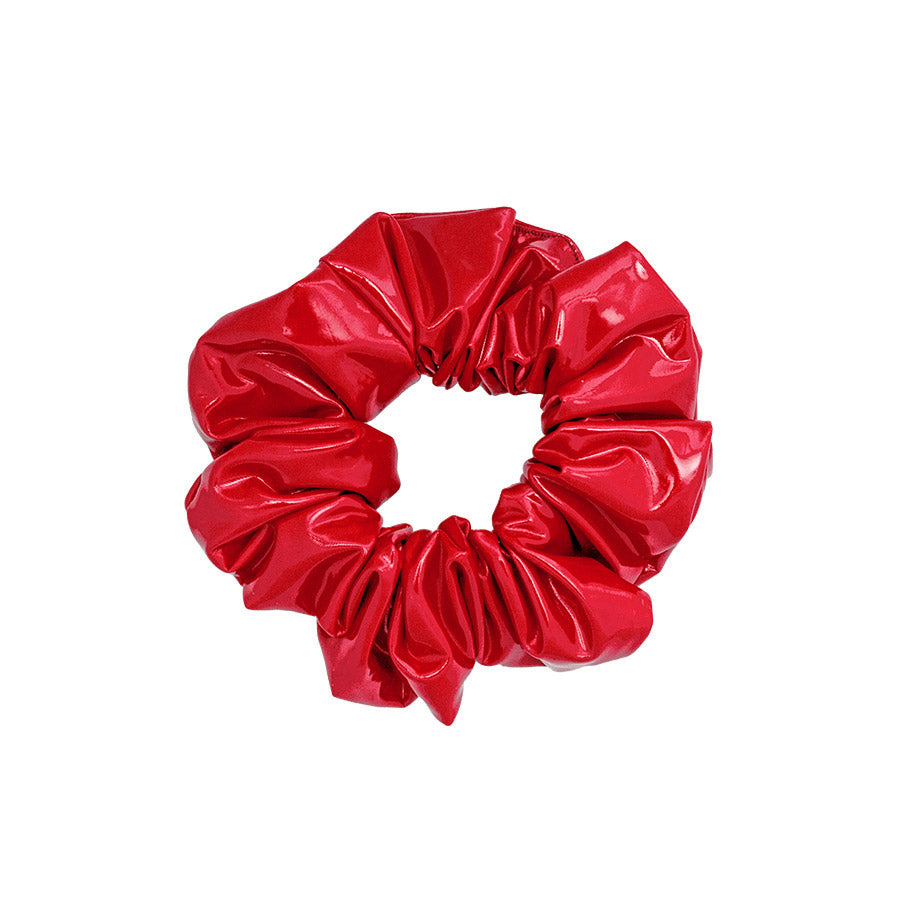 Vegan Leather Scrunchie in Heartthrob